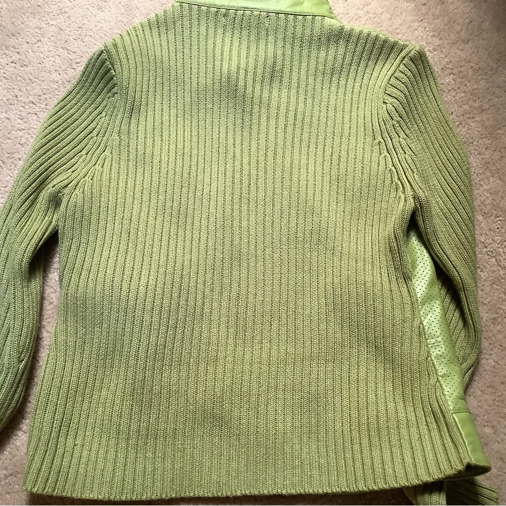 Leather and 100% cotton sweater/jacket.  Size Medium. - Picture 2 of 7